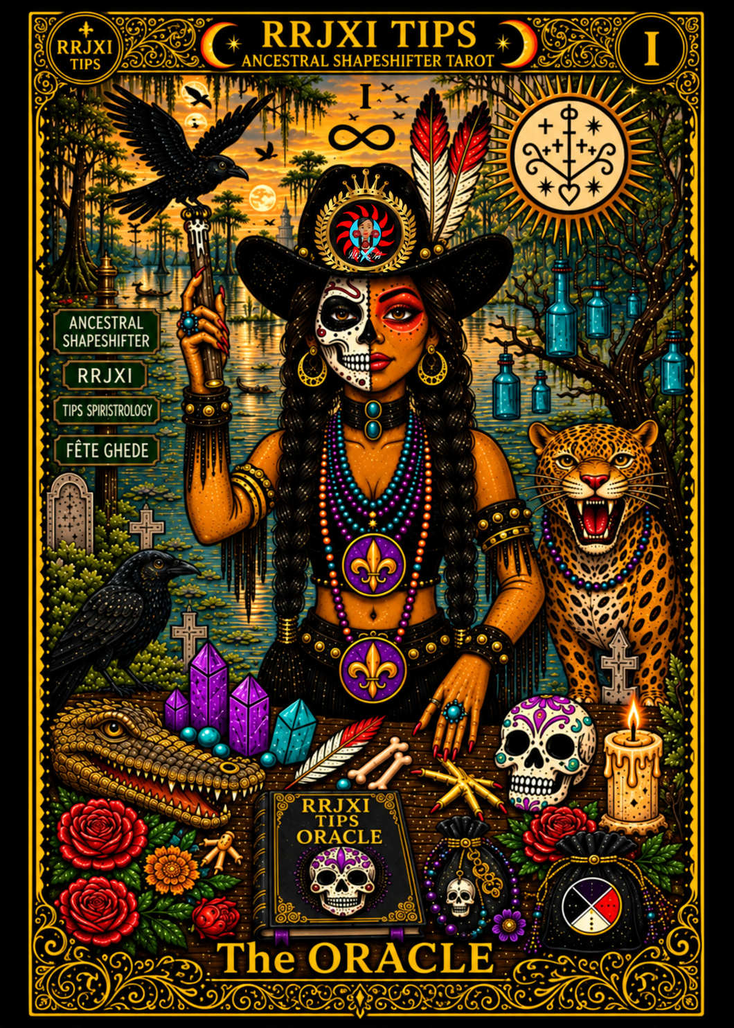 RRJXI TIPS Ancestral ShapeShifter Oracle Deck Set  includes Jumbo Cards (3.5” x 5”) with Guidebook